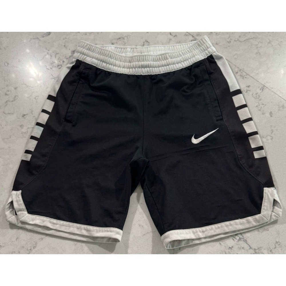 Nike Elite Basketball Shorts Boys‎ Medium Black Dri-FIT Athletic Swoosh Logo